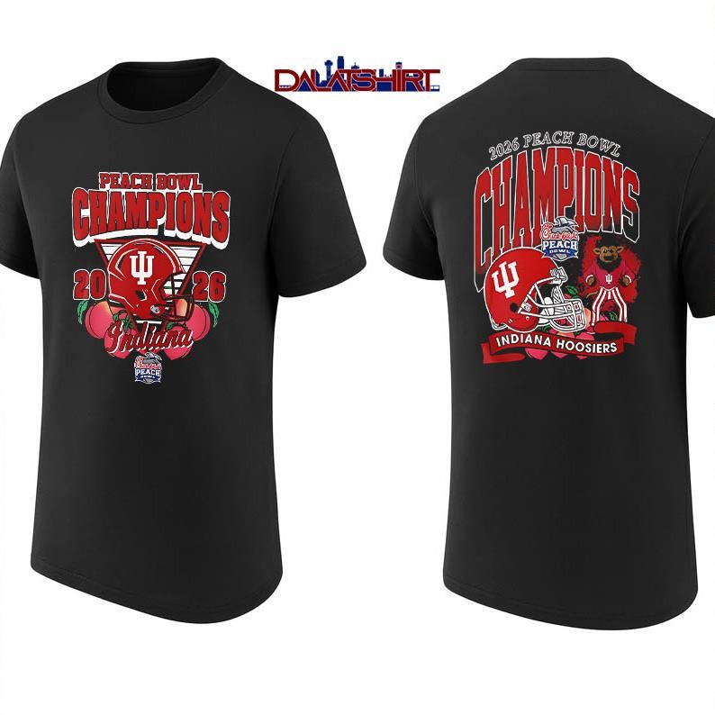 Indiana Hoosiers Peach Bowl Champion 2026 Black Football shirt