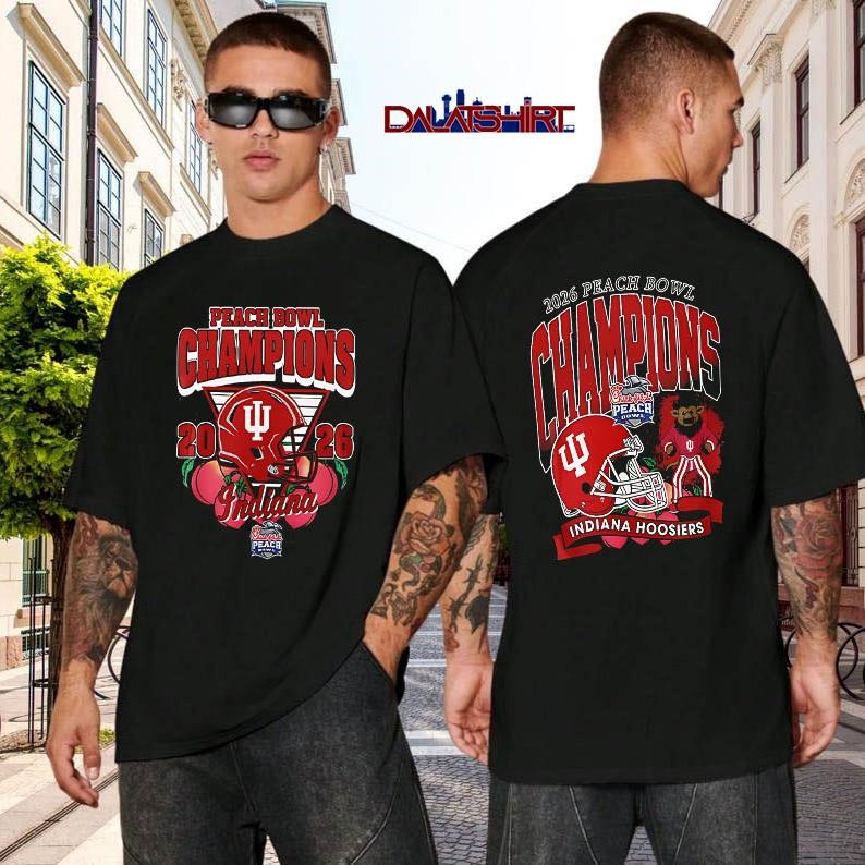 Indiana Hoosiers Peach Bowl Champion 2026 Black Football black-shirt
