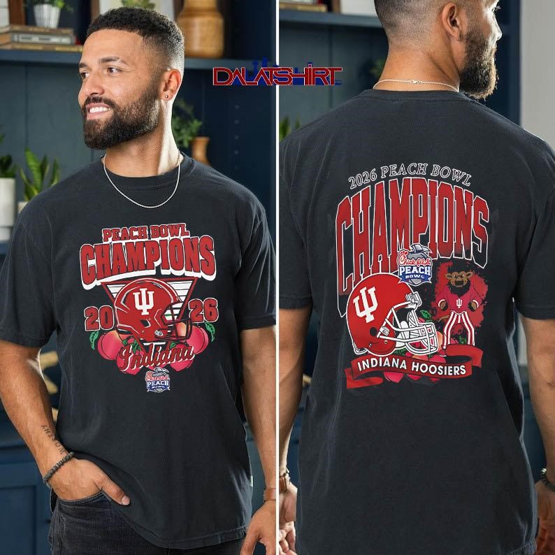 Indiana Hoosiers Peach Bowl Champion 2026 Black helmet t-shirt