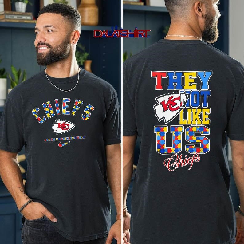 Kansas City Chiefs Autism Awareness Month they not like us t-shirt