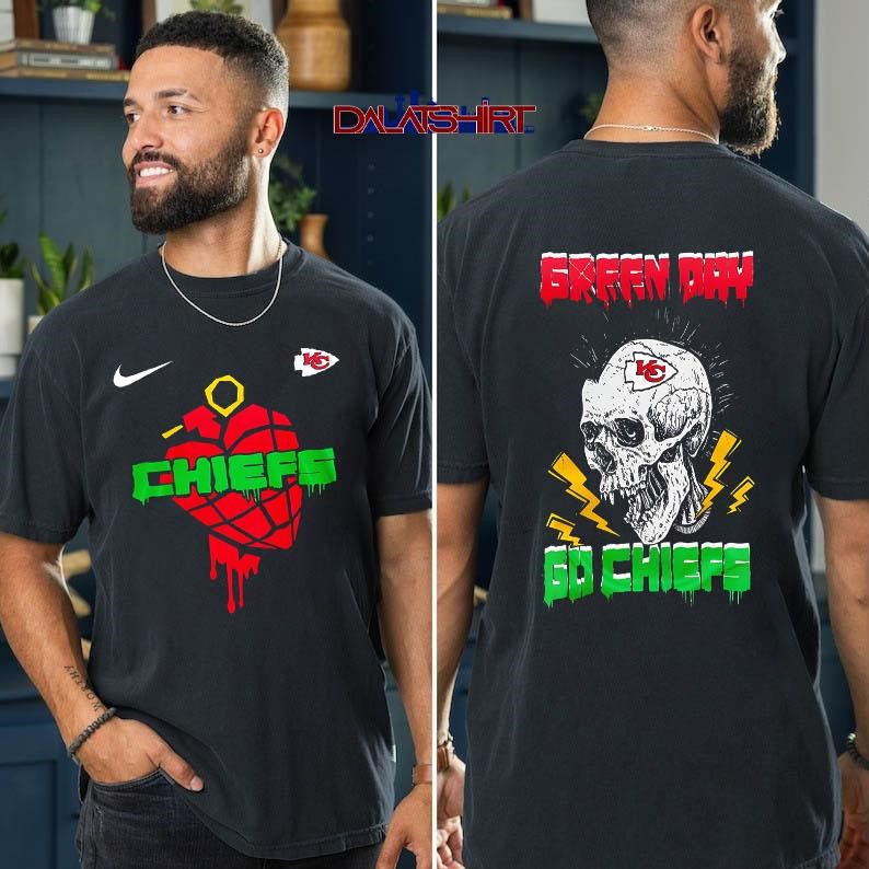 Kansas City Chiefs NFL Green Day Football Skull t-shirt