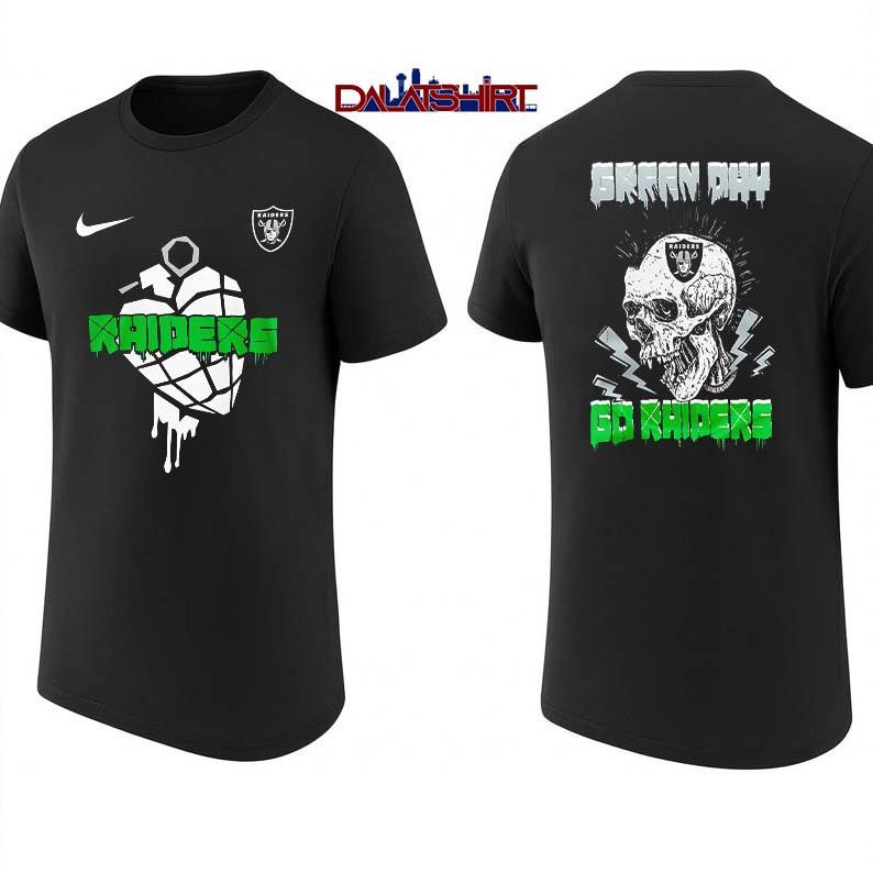 Las Vegas Raiders NFL Green Day Football Skull shirt