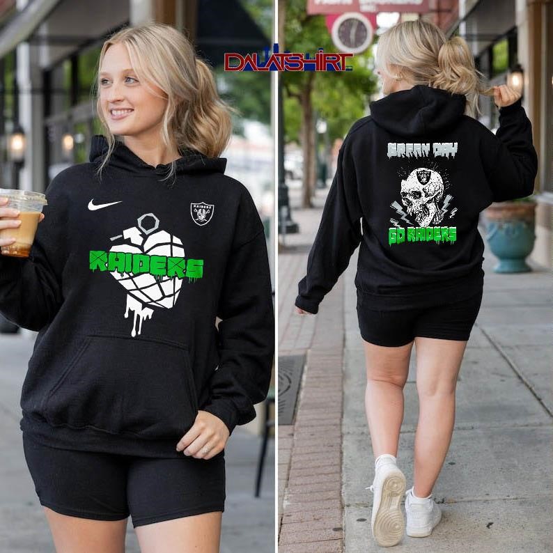 Las Vegas Raiders NFL Green Day Football Skull hoodie