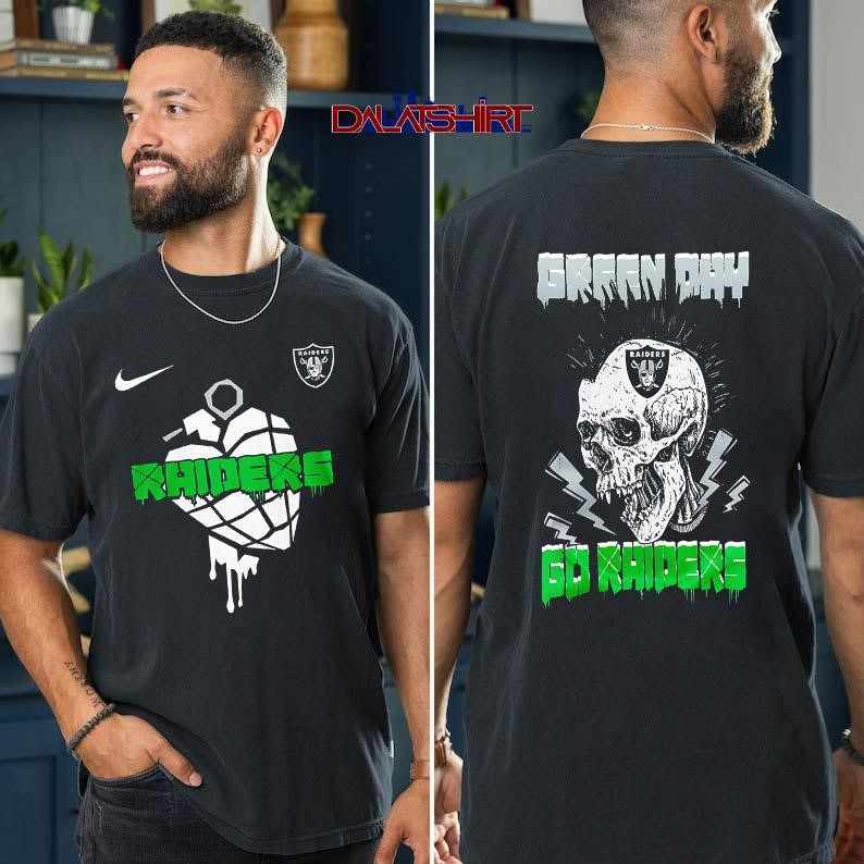 Las Vegas Raiders NFL Green Day Football Skull t-shirt