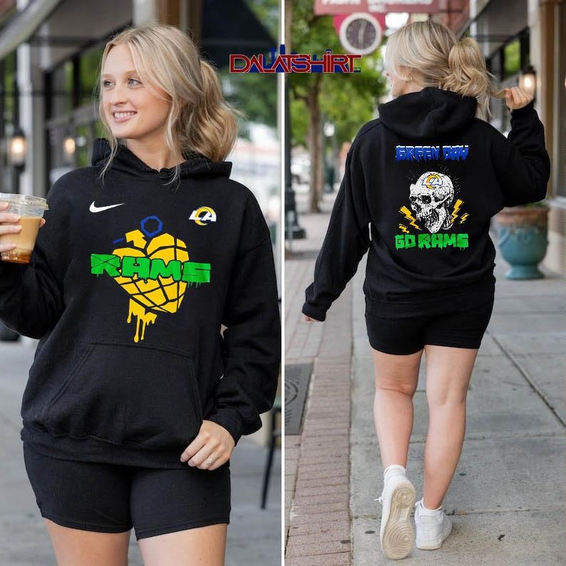 Los Angeles Rams NFL Green Day Football Skull hoodie