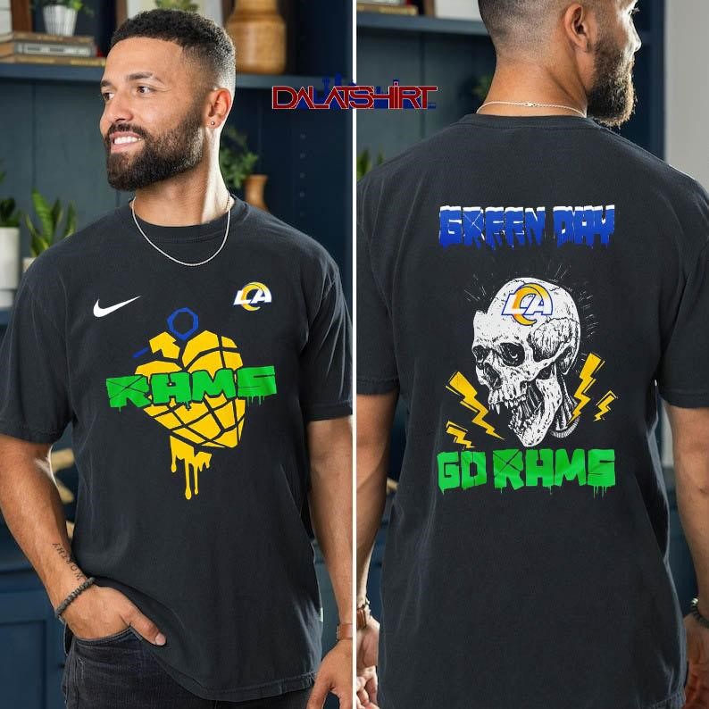 Los Angeles Rams NFL Green Day Football Skull t-shirt
