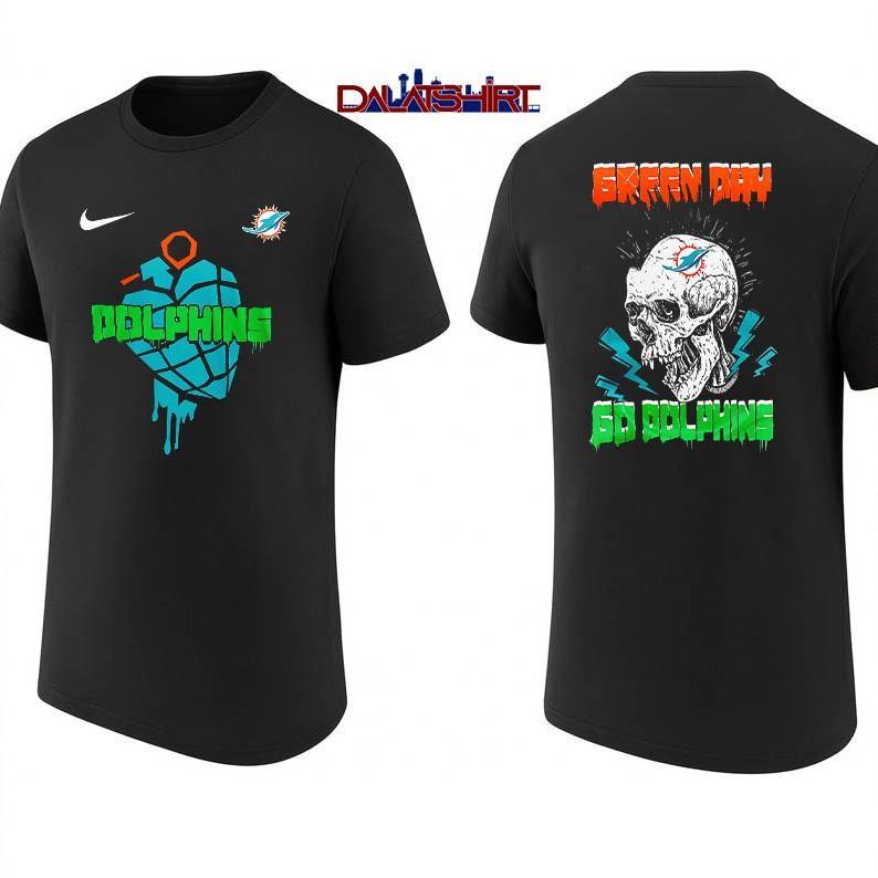 Miami Dolphins NFL Green Day Football Skull shirt