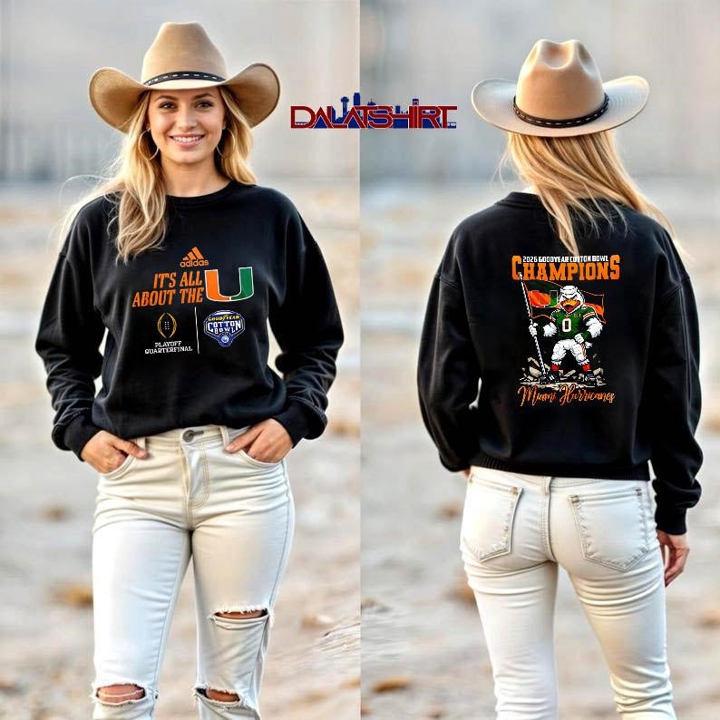 Miami Hurricanes NCAA 2026 Cotton Bowl Champions long-sleeve