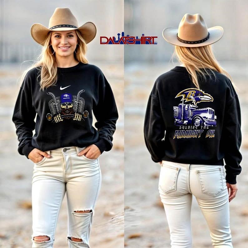 NFL Baltimore Ravens Truck Driver Burning The Midnight Oil long-sleeve
