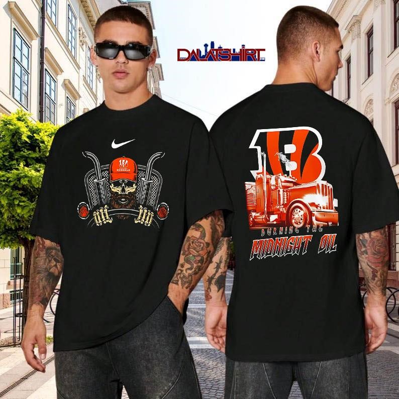 NFL Cincinnati Bengals Truck Driver Burning The Midnight Oil black-shirt