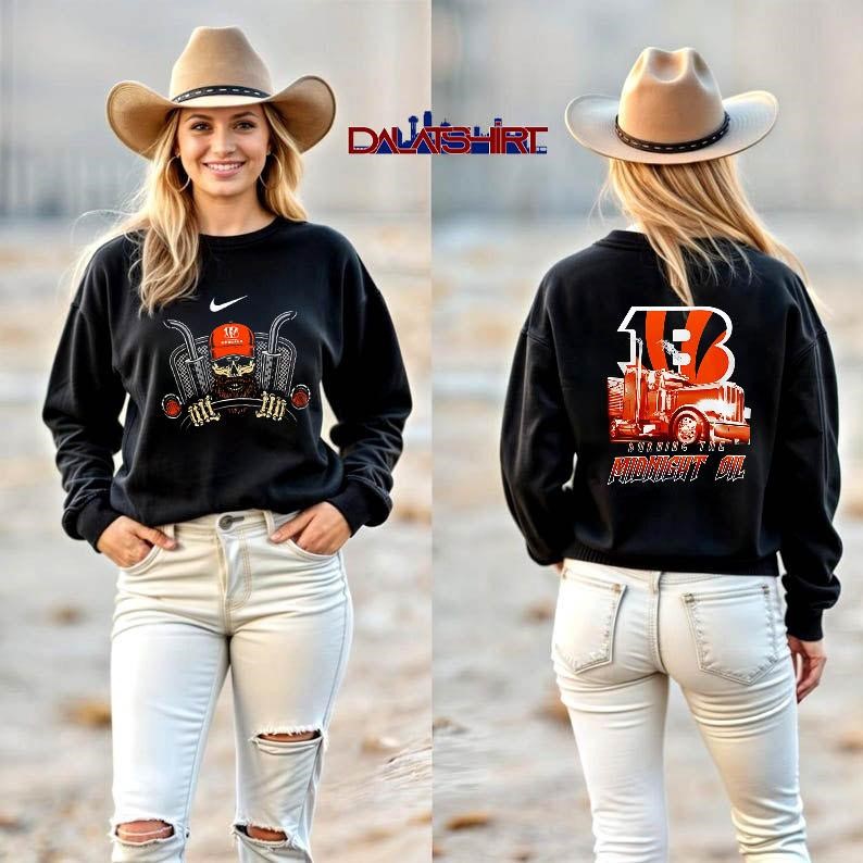 NFL Cincinnati Bengals Truck Driver Burning The Midnight Oil long-sleeve