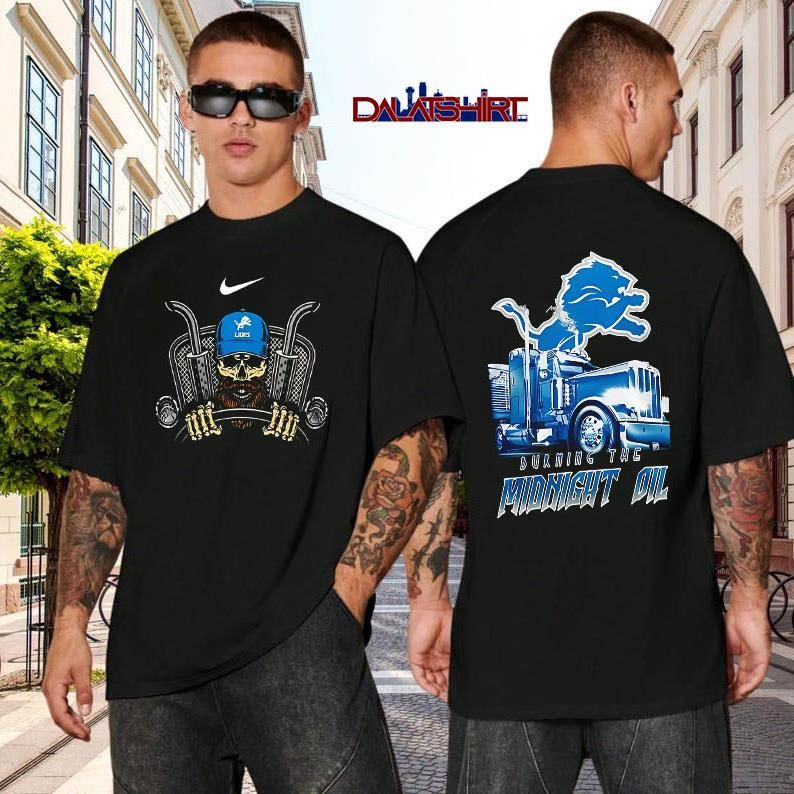 NFL Detroit Lions Truck Driver Burning The Midnight Oil black-shirt