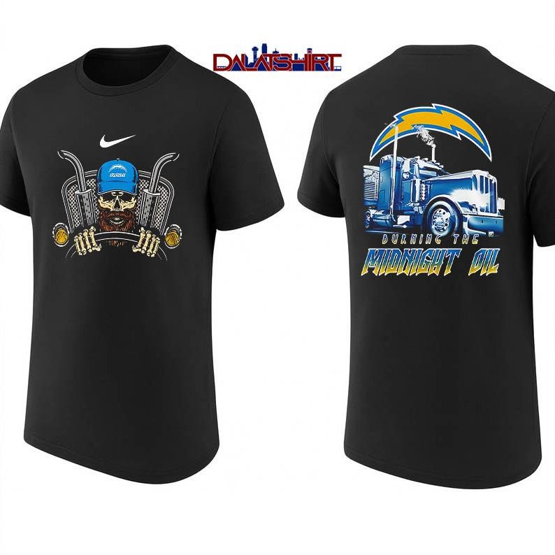 NFL Los Angeles Chargers Truck Driver Burning The Midnight Oil shirt