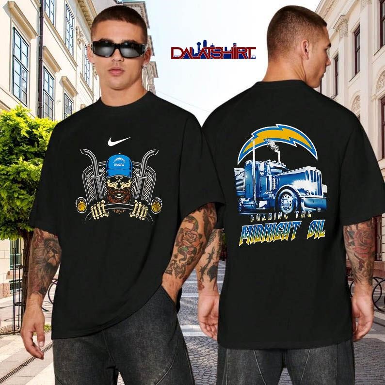 NFL Los Angeles Chargers Truck Driver Burning The Midnight Oil black-shirt