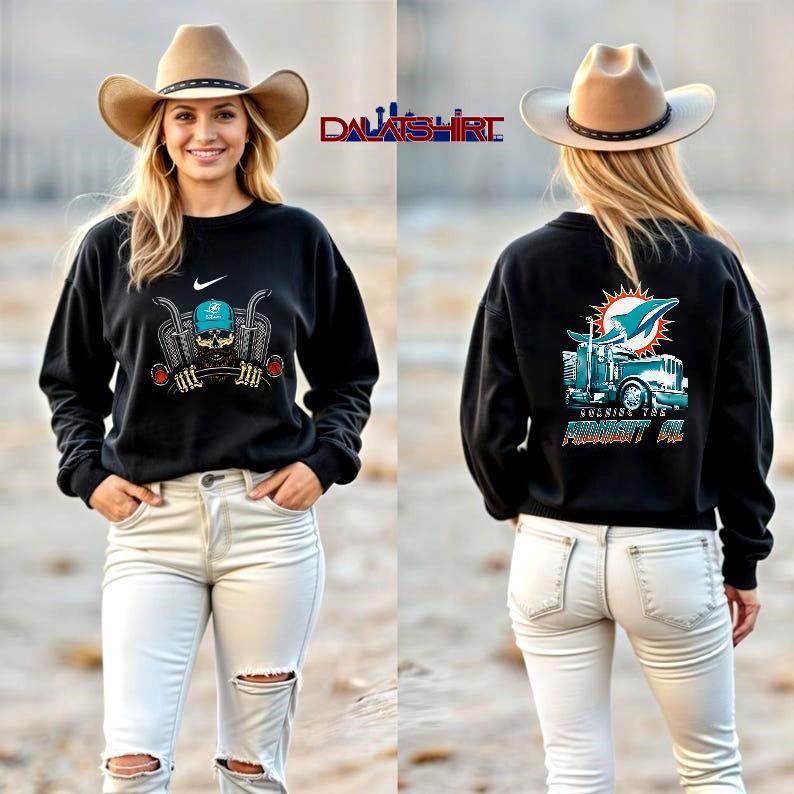 NFL Miami Dolphins Truck Driver Burning The Midnight Oil long-sleeve