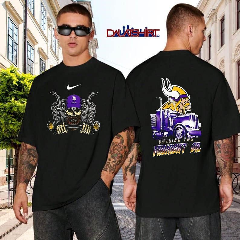 NFL Minnesota Vikings Truck Driver Burning The Midnight Oil black-shirt