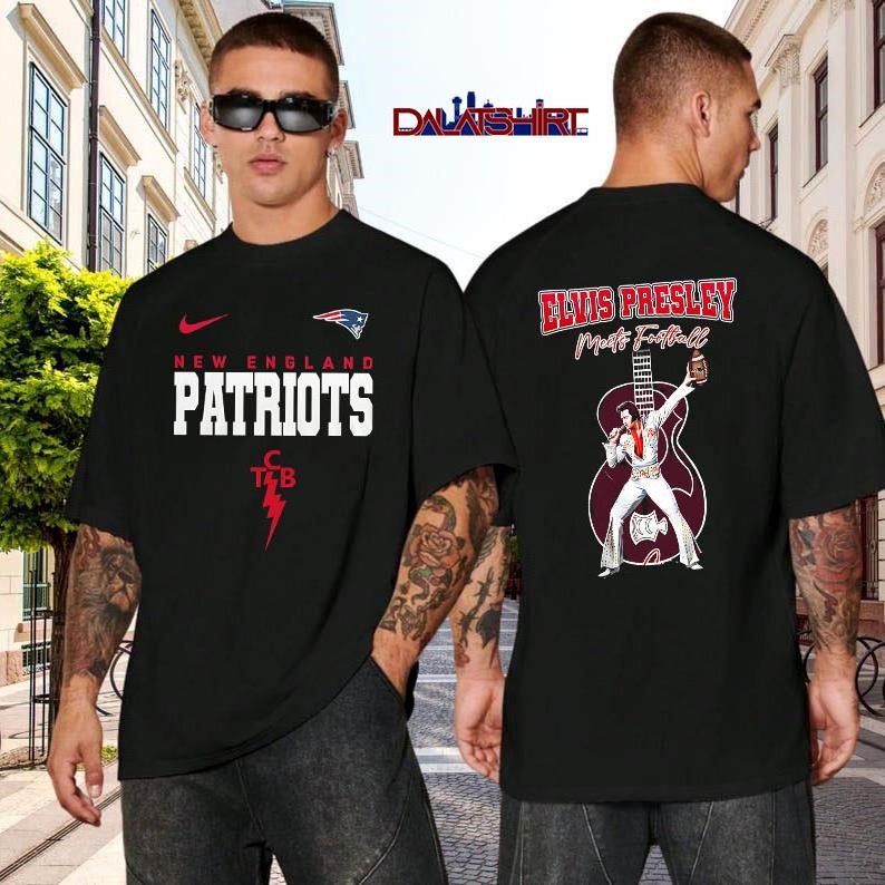 New England Patriots NFL Elvis Presley Fan black-shirt