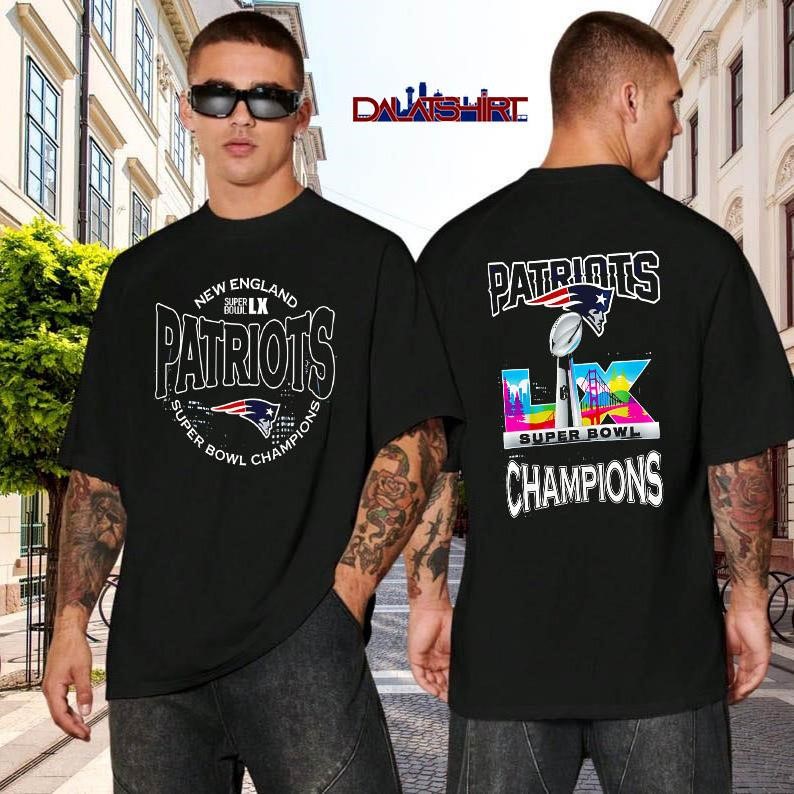 New England Patriots Super Bowl LX Champions Stylish black-shirt