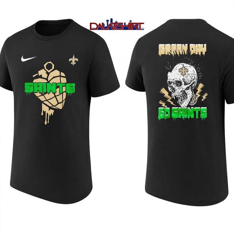 New Orleans Saints NFL Green Day Football Skull shirt