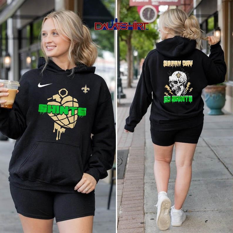 New Orleans Saints NFL Green Day Football Skull hoodie