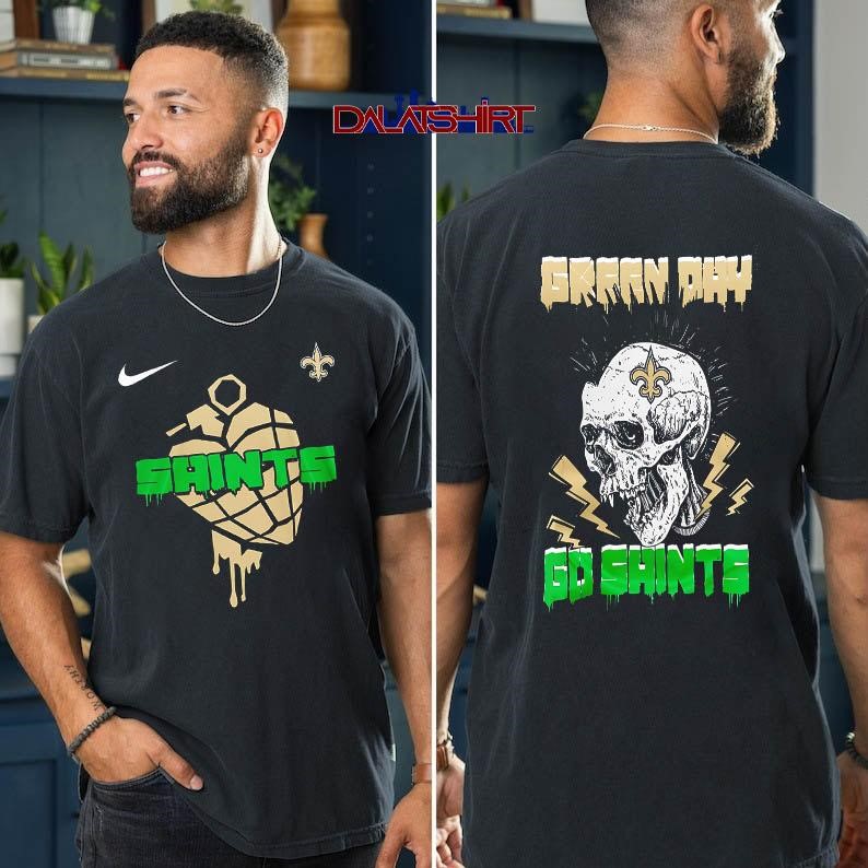 New Orleans Saints NFL Green Day Football Skull t-shirt