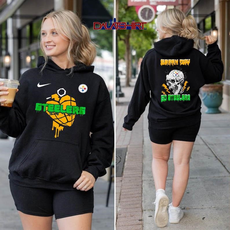 Pittsburgh Steelers NFL Green Day Football Skull hoodie