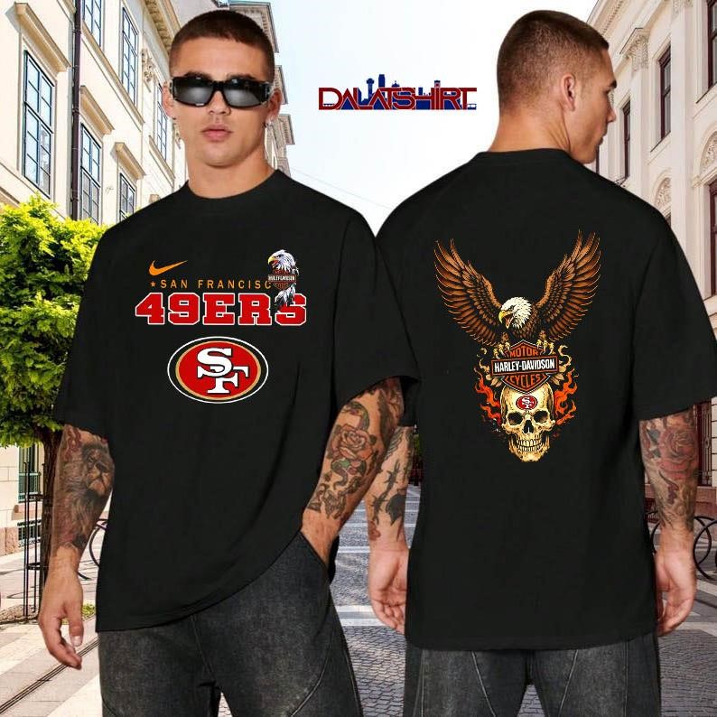 San Francisco 49ers Eagle Harley Davidson black-shirt