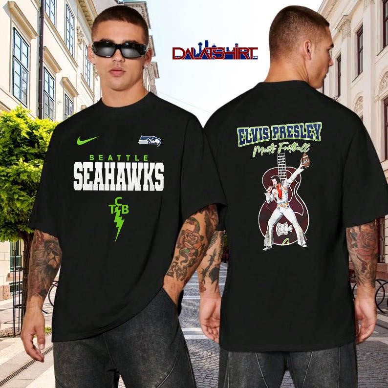 Seattle Seahawks NFL Elvis Presley Fan black-shirt