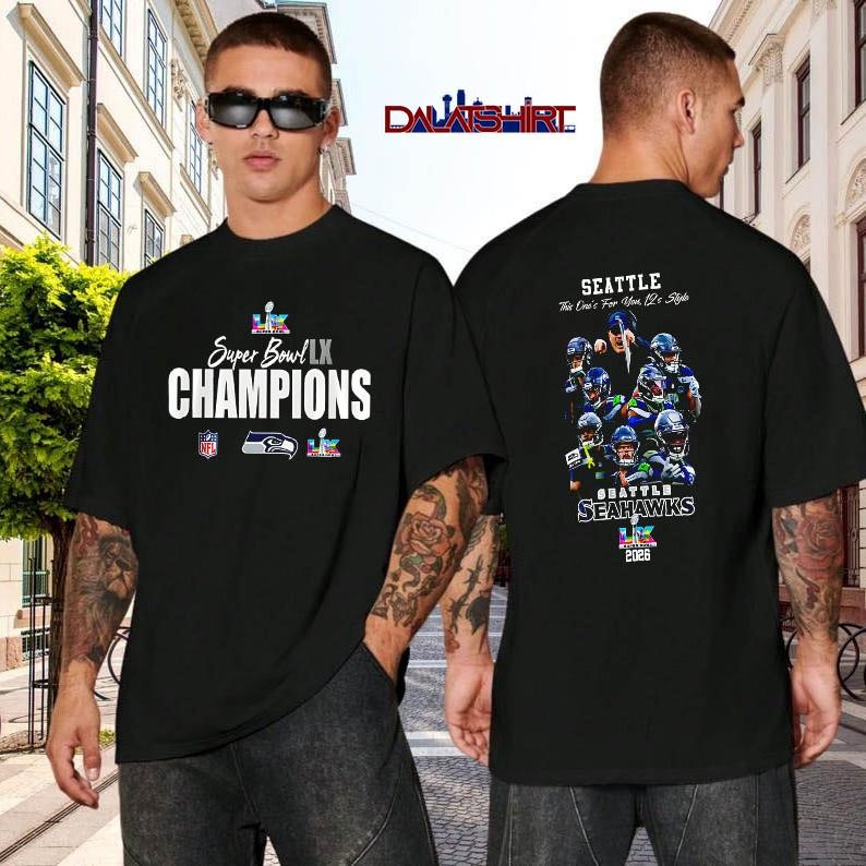 Seattle Seahawks Super Bowl LX Champions Style black-shirt