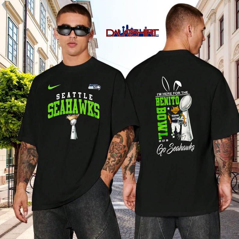 Supper Bowl LX Seattle Seahawks I'm here for the Benito Bowl 2026 black-shirt