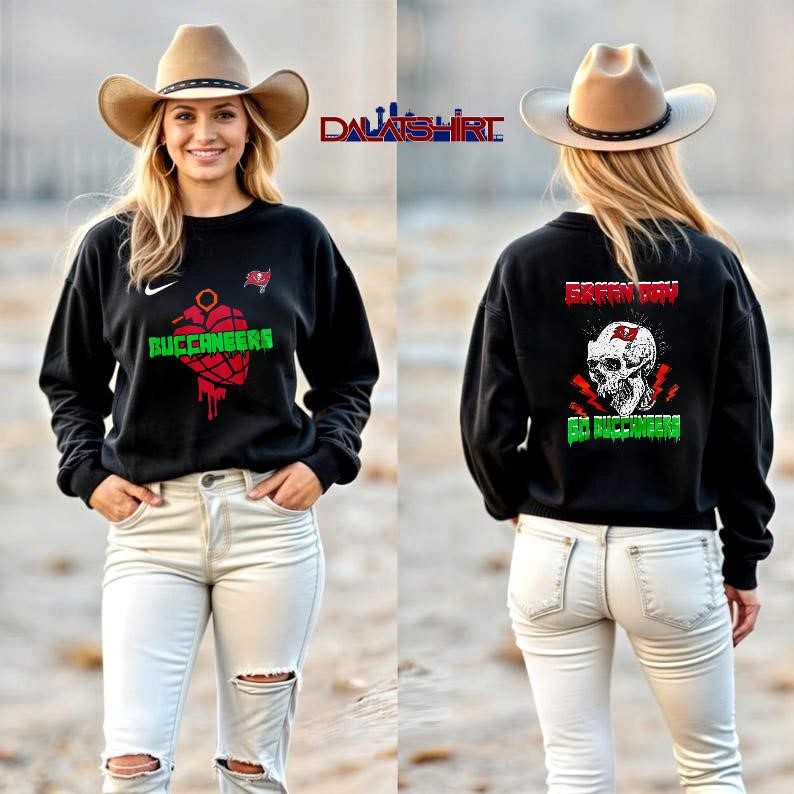 Tampa Bay Buccaneers NFL Green Day Football Skull long-sleeve