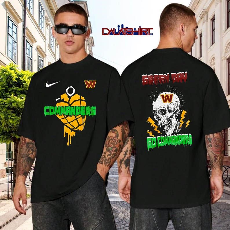Washington Commanders NFL Green Day Football Skull black-shirt