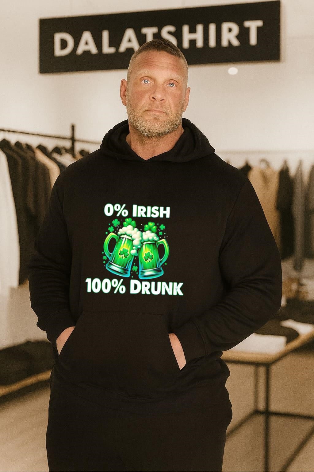 0% Irish 100% Drunk Green Beer Mugs Shamrocks hoodie