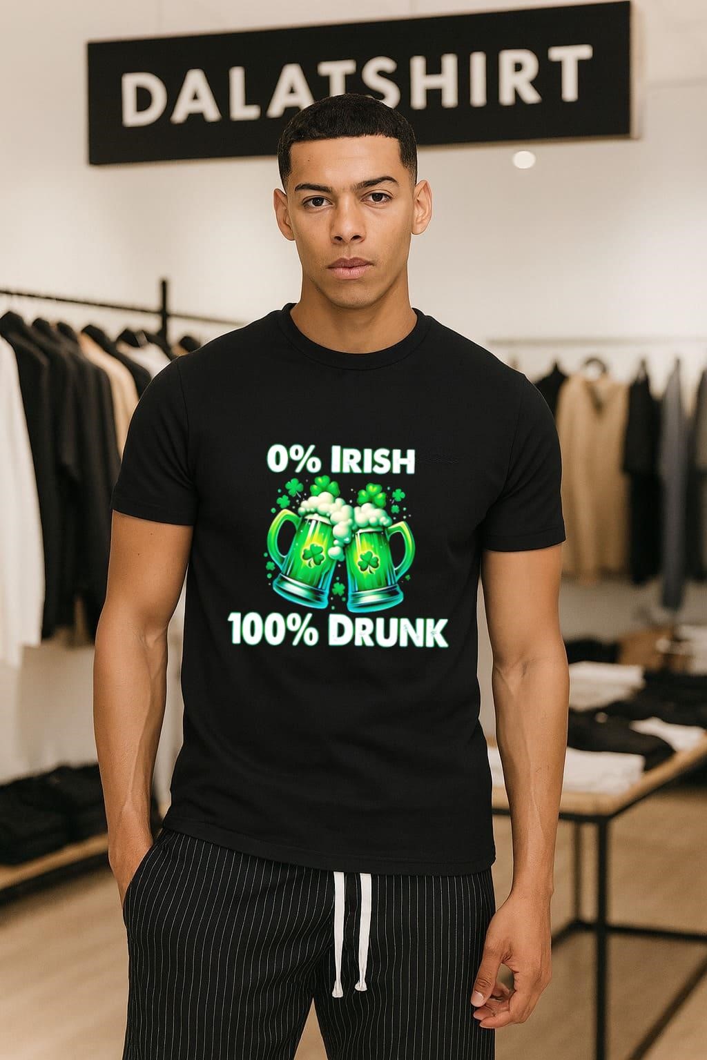 0% Irish 100% Drunk Green Beer Mugs Shamrocks shirt