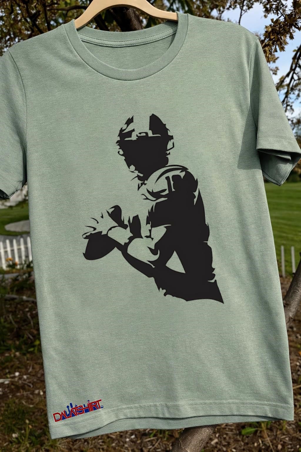 American Football Quarterback Player Silhouette Sports sage-green-t-shirt