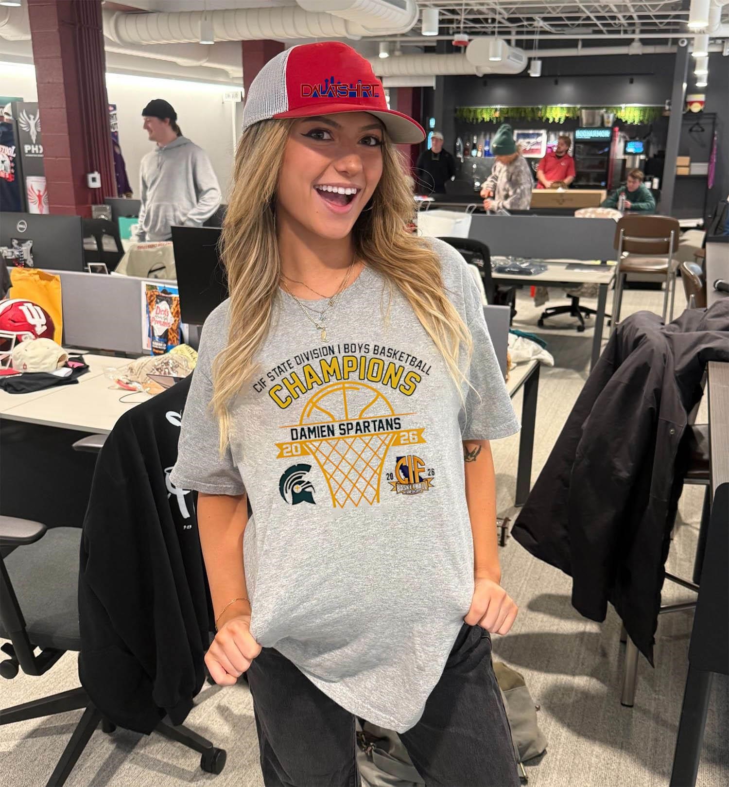 Awesome Damien Spartans 2026 CIF State Division I Boys Basketball Champions V-Neck-T-Shirt