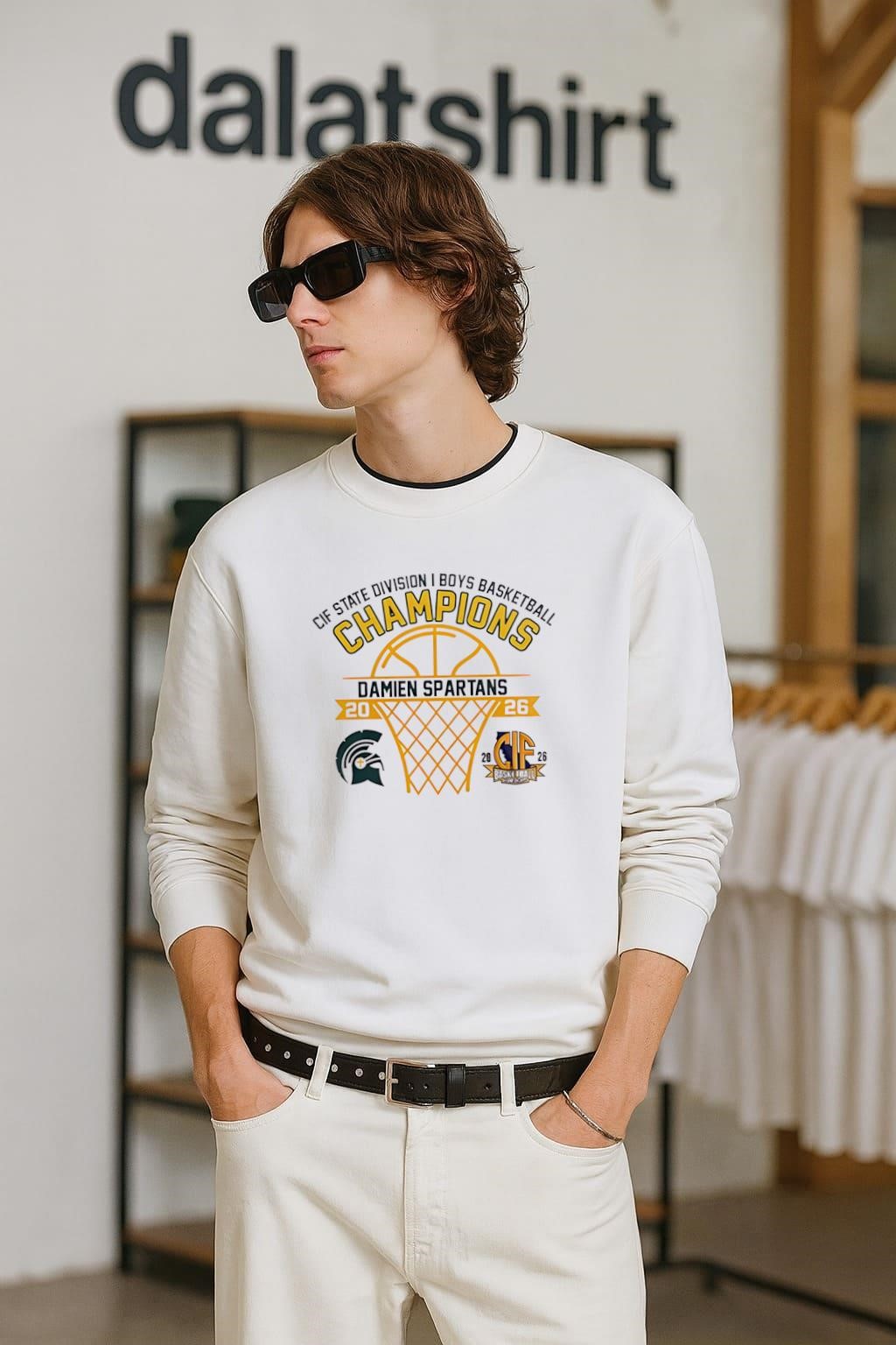 Awesome Damien Spartans 2026 CIF State Division I Boys Basketball Champions long-sleeve