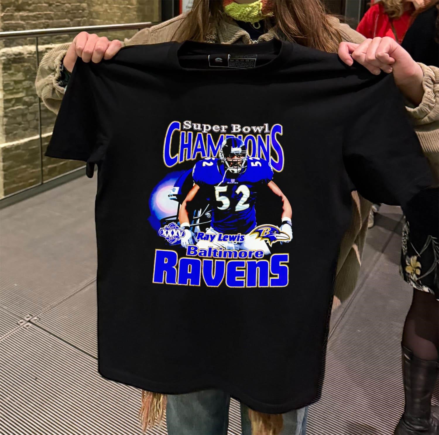 Baltimore Ravens Super Bowl Champions Ray Lewis black-t-shirt