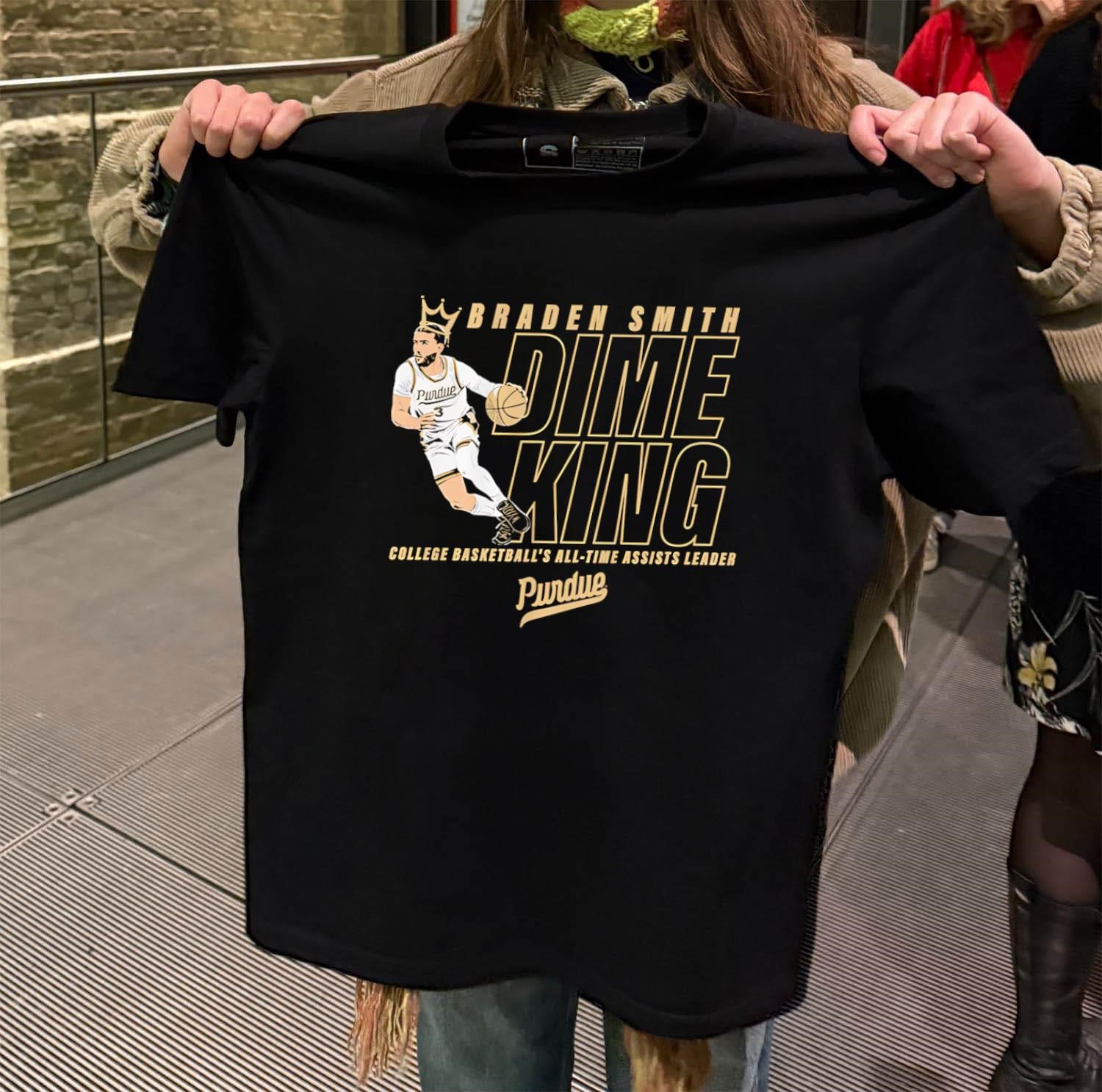 Braden Smith Dime King College Basketball's All-Time Assists Leader Purdue black-t-shirt