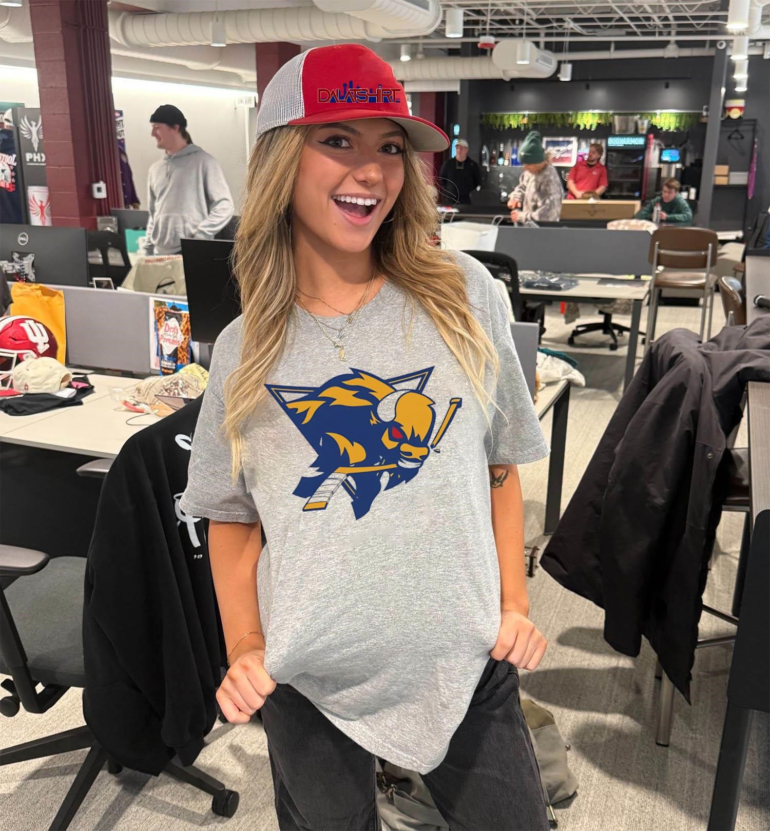 Buffalo Sabres Vintage Angry Goat Head Hockey Logo V-Neck-T-Shirt