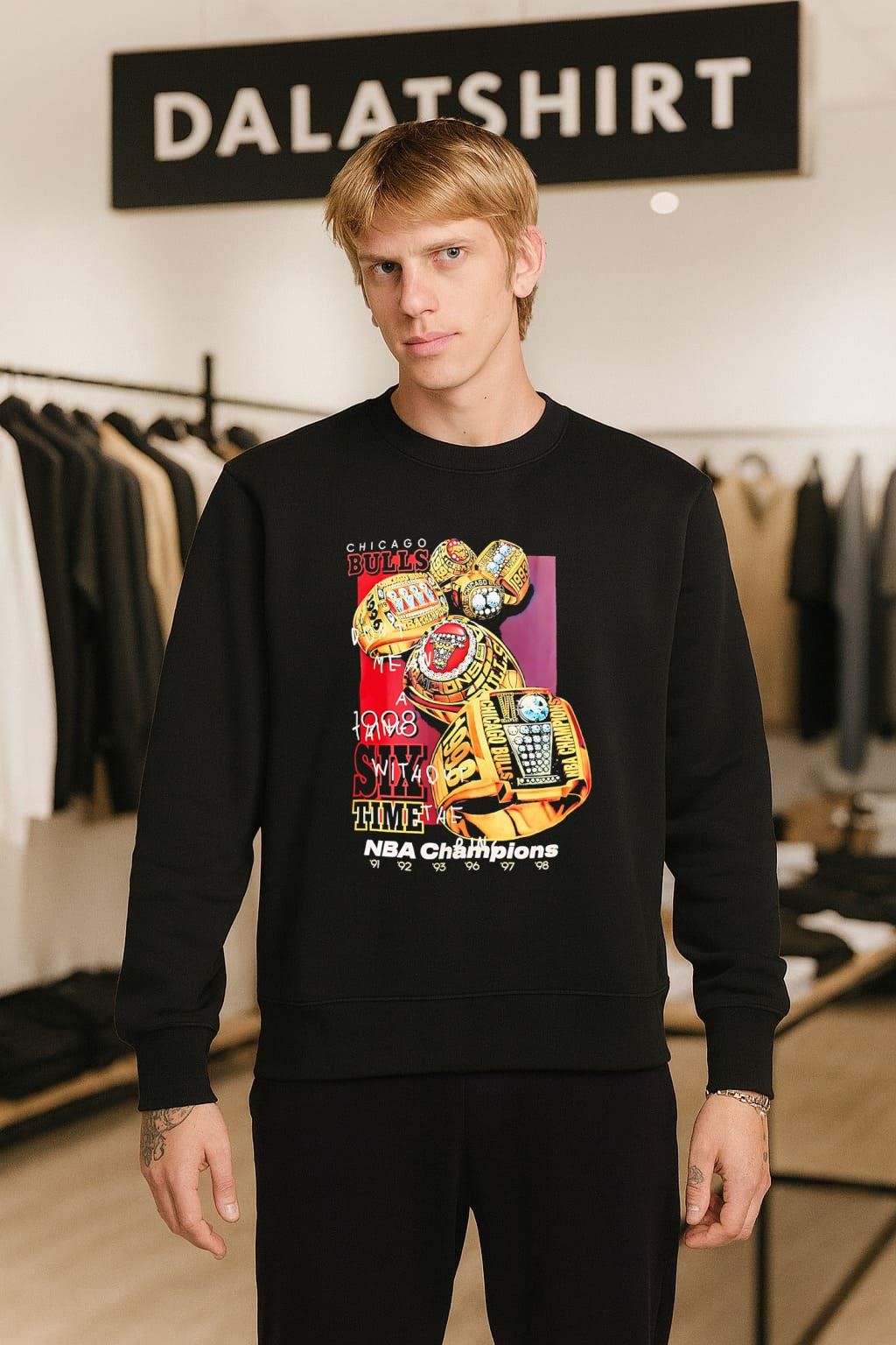 Chicago Bulls 1998 Six Time NBA Champions Six Rings sweater