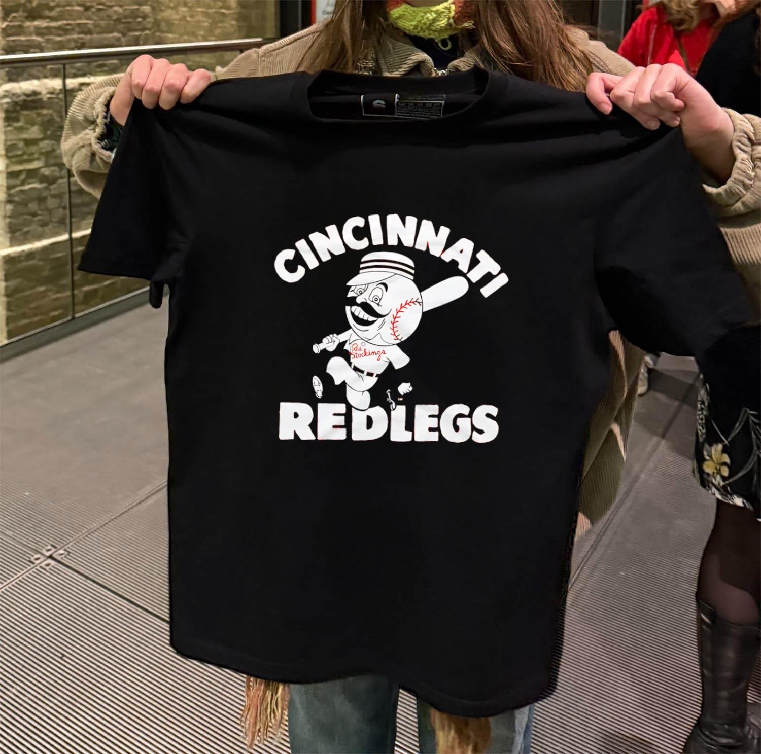 Cincinnati Redlegs Mr. Redlegs Baseball Mascot black-t-shirt