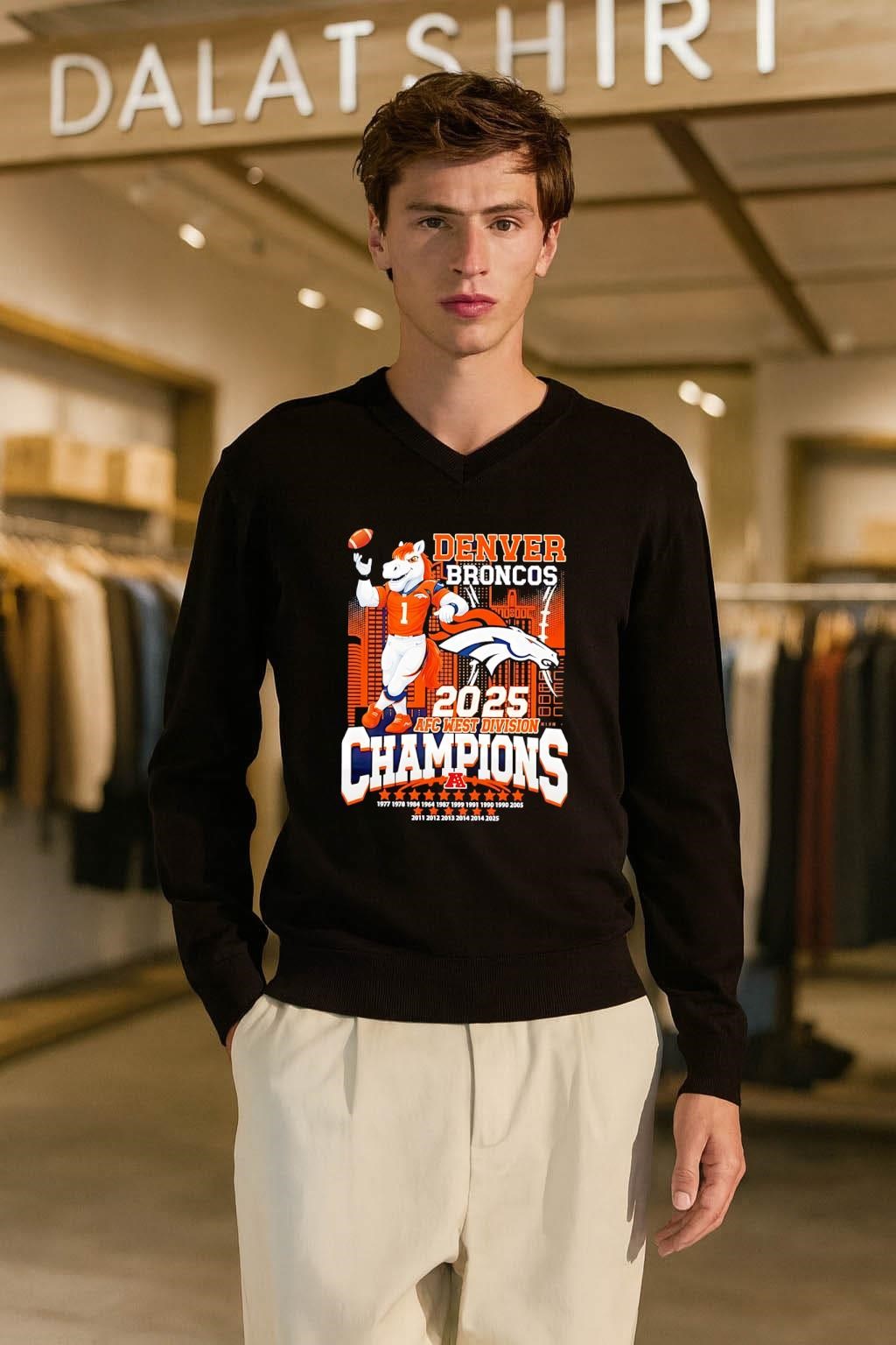 Denver Broncos 2025 AFC West Division Champions mascot long-sleeve