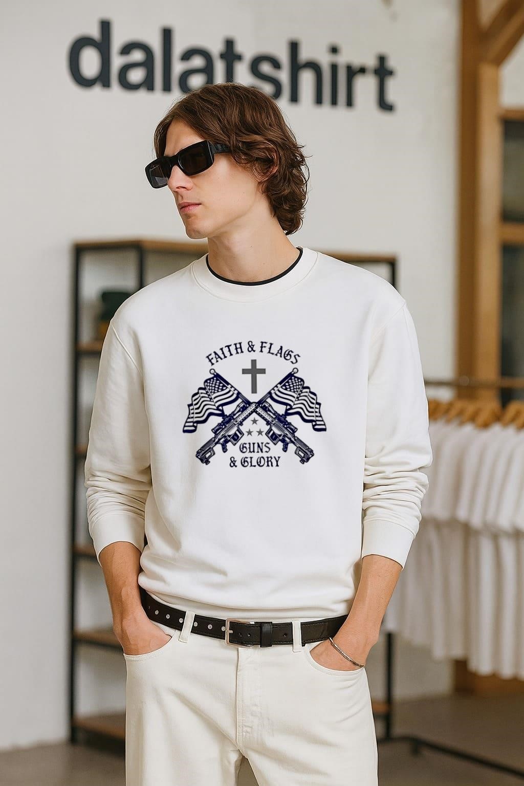 Faith Flags Guns and Glory USA long-sleeve