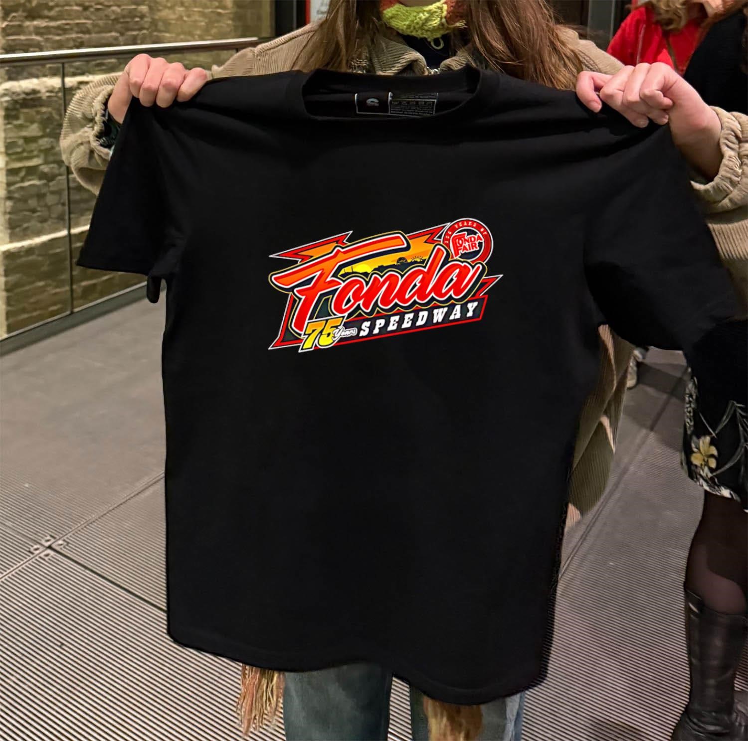 Fonda Speedway 75 Years Fonda Fair Logo black-t-shirt