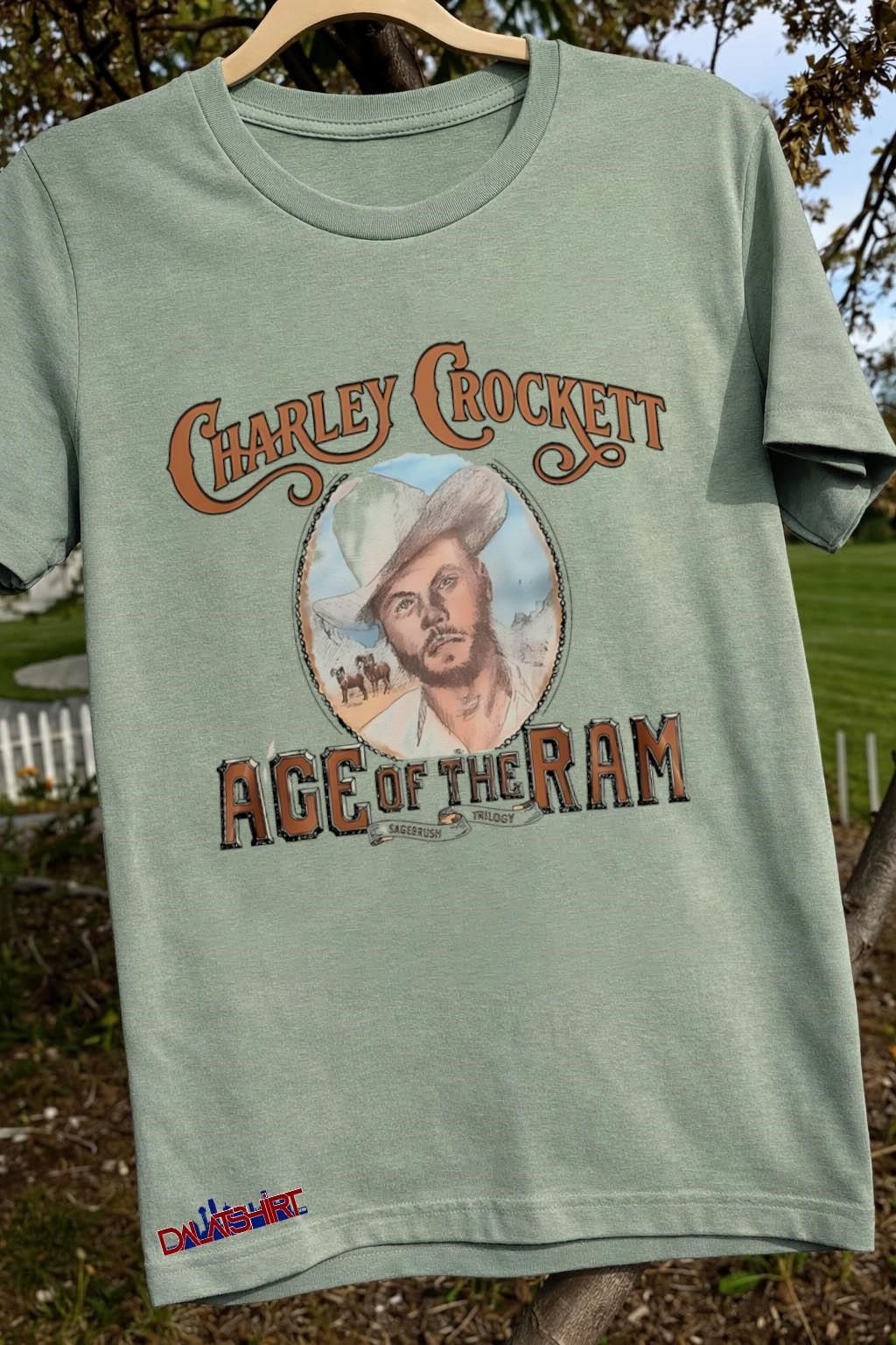 Funny Charley Crockett Age Of The Ram sage-green-t-shirt