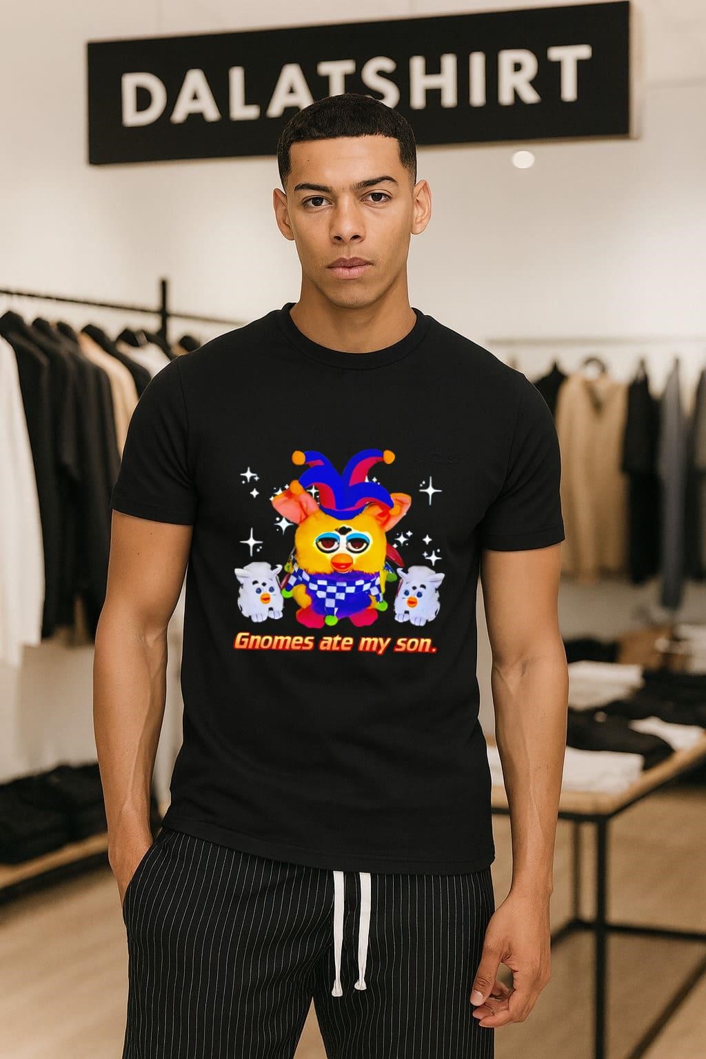 Gnomes Ate My Son Jester Furby and Two Babies shirt