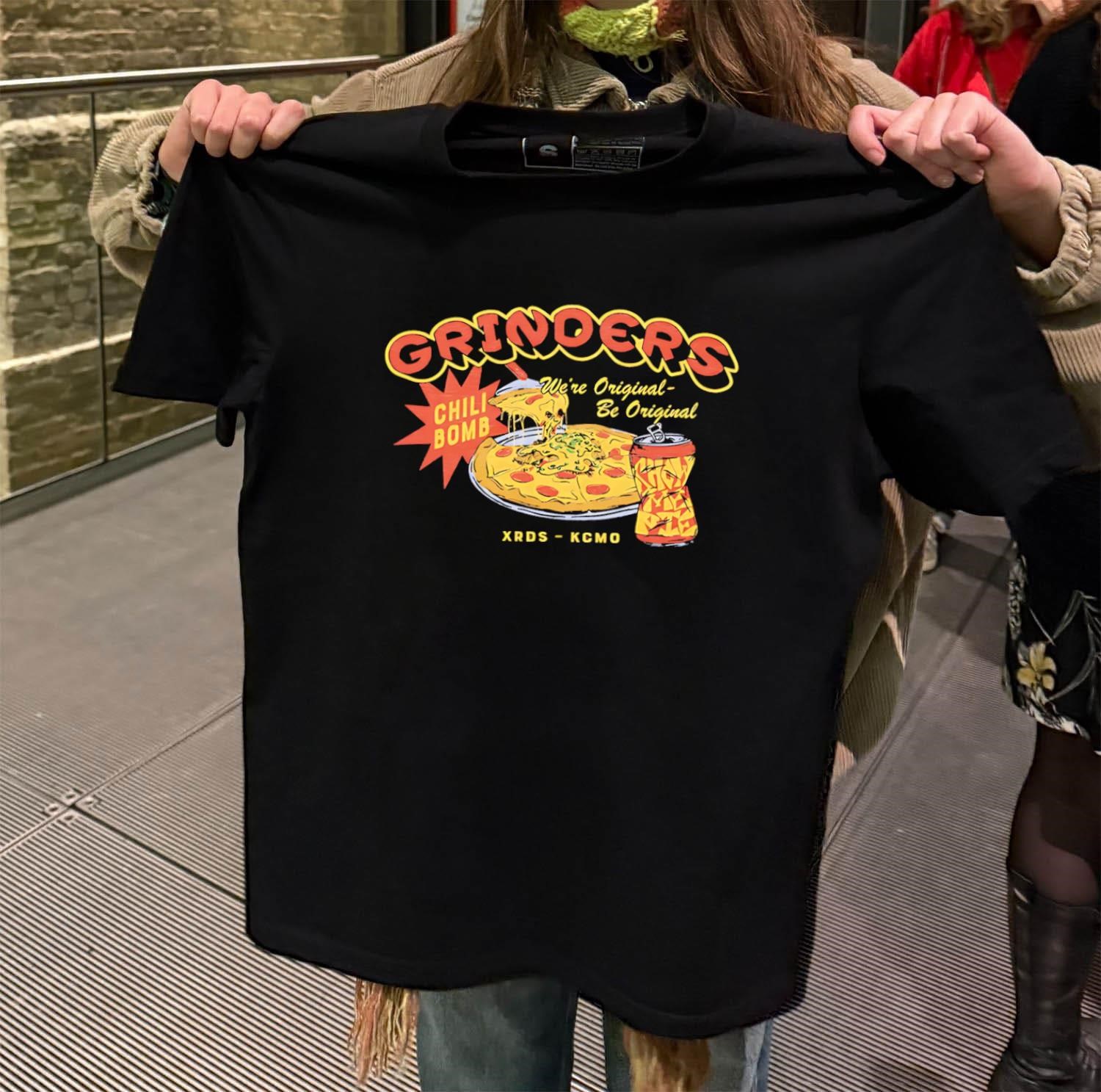 Grinders Chili Bomb We're Original Be Original Pizza black-t-shirt