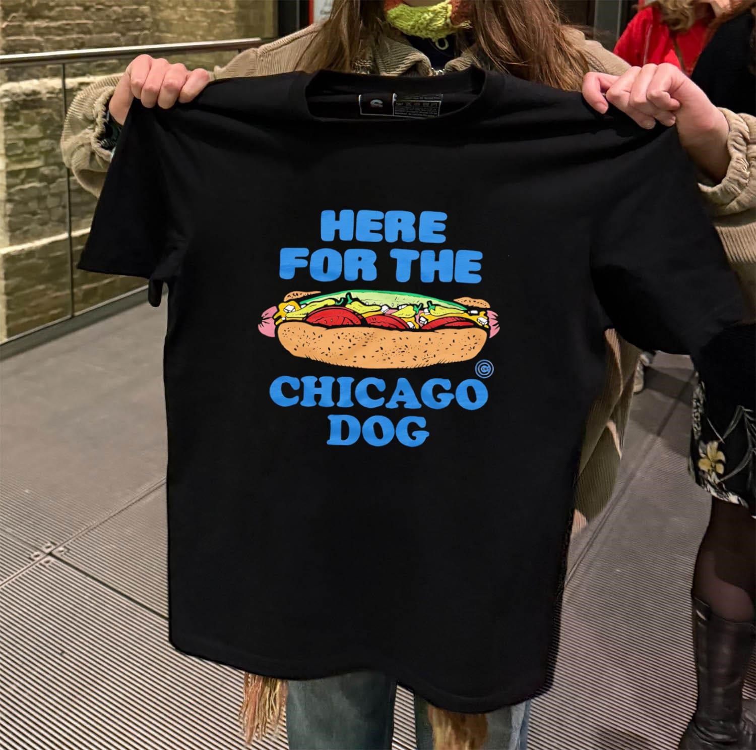 Here For The Chicago Dog Cubs black-t-shirt