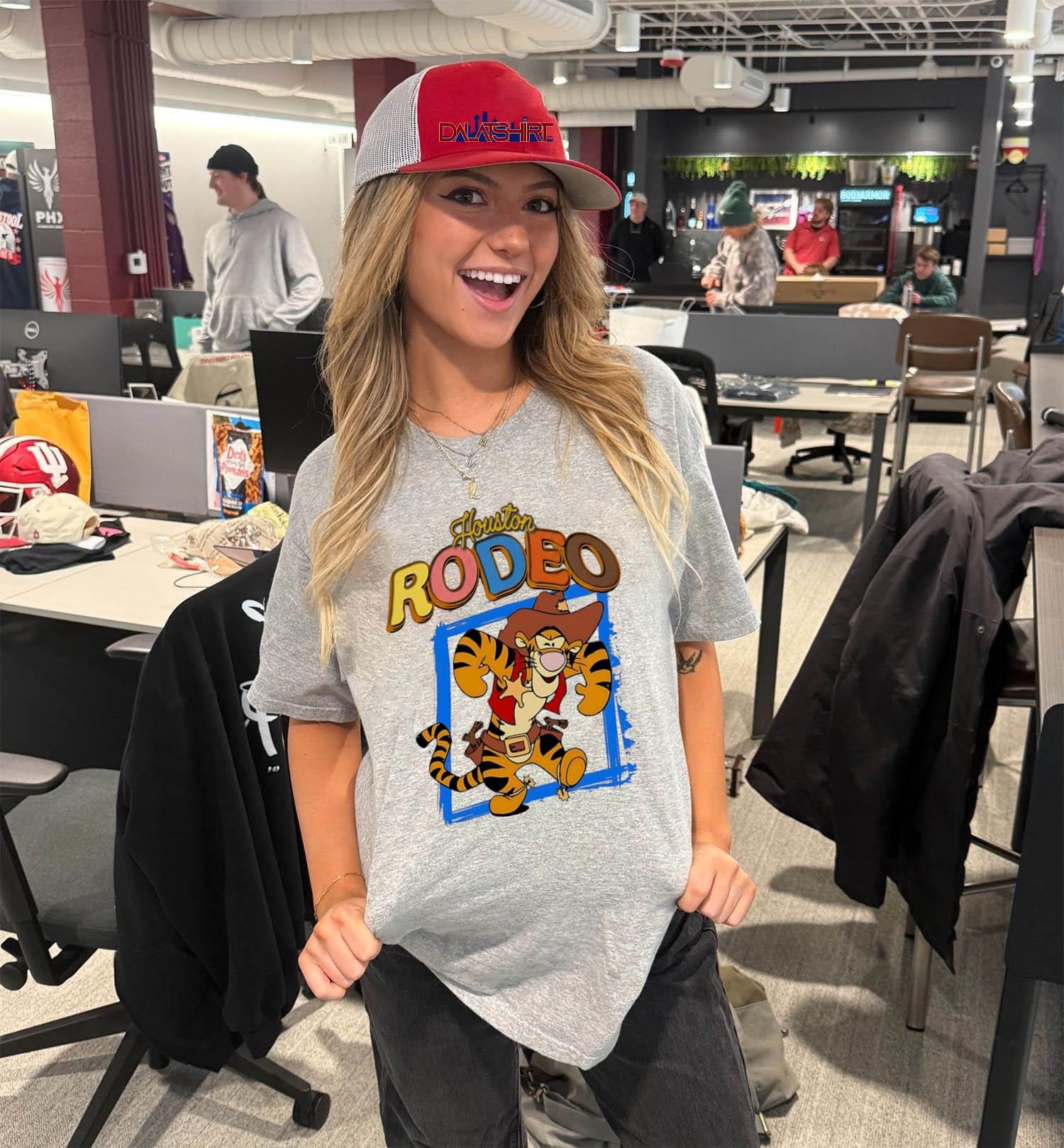 Houston Rodeo Cowboy Tigger Sheriff Star Western V-Neck-T-Shirt